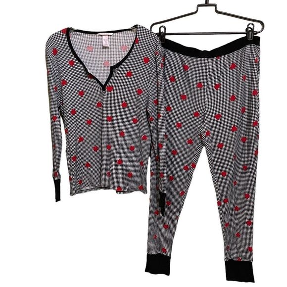 Victoria’s Secret Houndstooth Heart Super Soft Thermal Knit Loungewear SZ Large - Picture 5 of 11